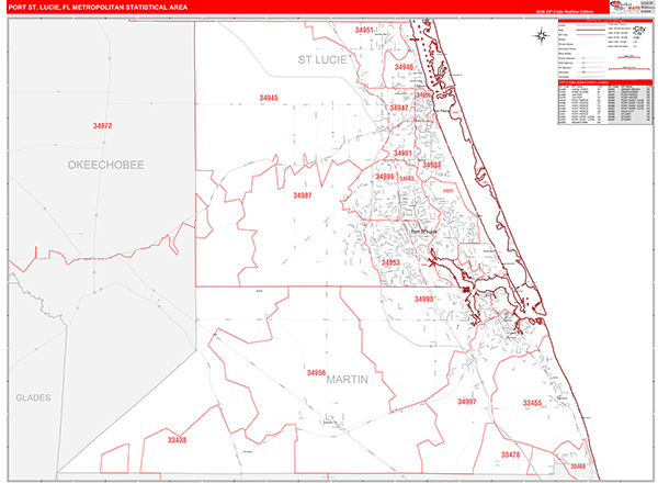 Port St. Lucie Metro Area Wall Map